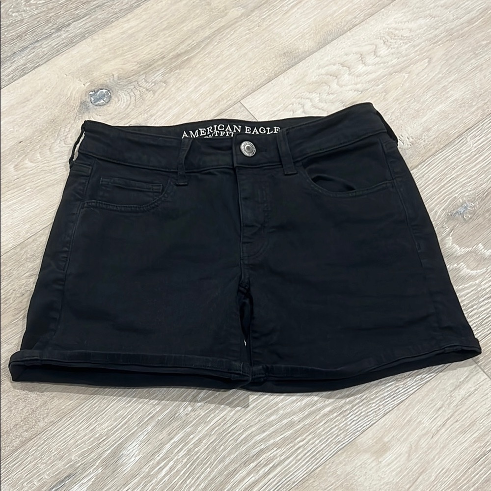 American Eagle Outfitters Black Jean Shorts with Rolled Hem